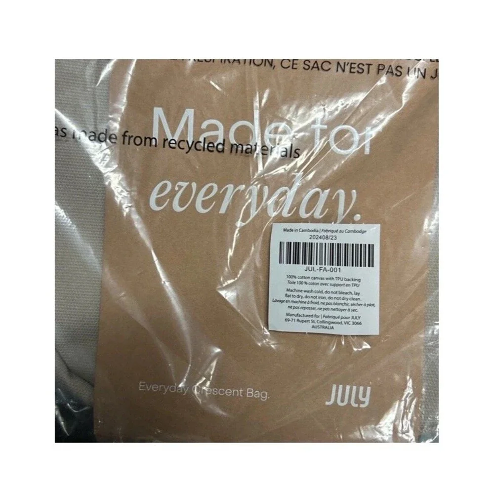 NWT July Everyday Crescent Bag Canvas Purse Taupe Khaki Crossbody Sling
